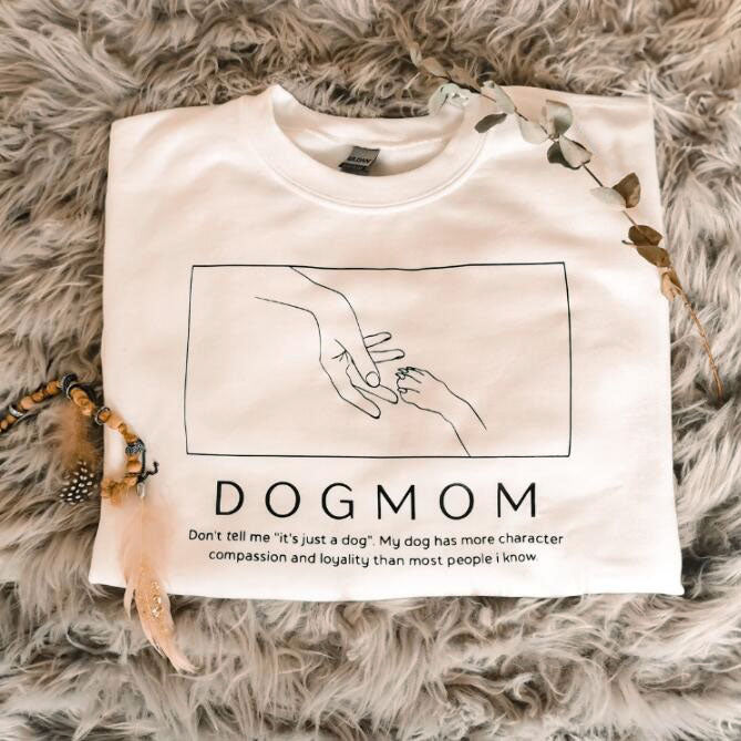 Hot Dog Mum T-Shirt in weiss mit Aufdruck DOGMUM